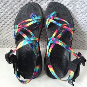 Chaco Sandals Size 9 Women's Eco Tread Tie Dye Rainbow Black Sole